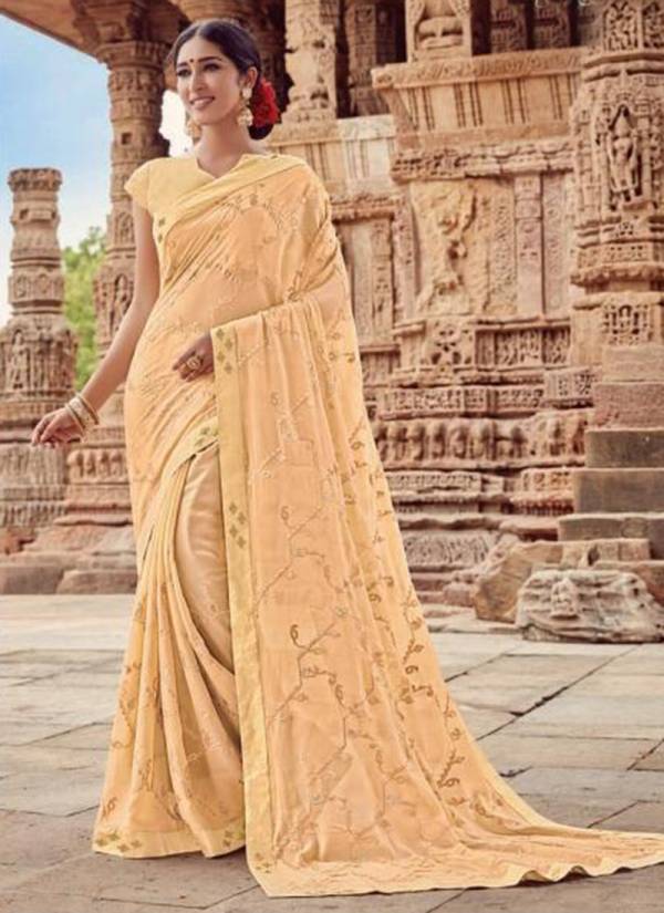 Qiyara Party Wear Georgette Sarees Collection With Embroidery Work